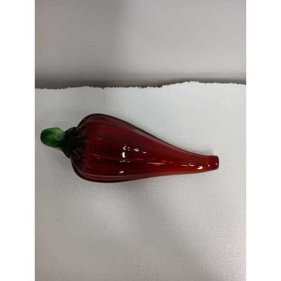 Vintage Hand Blown Art Glass Large Red Chili Pepper Figurine Paperweight 11.5" - Picture 4 of 8